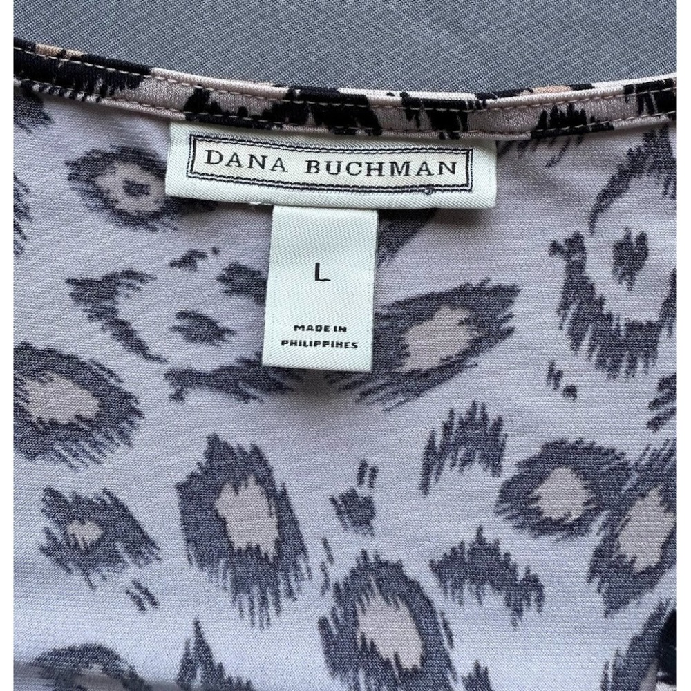 Dana Buchman Top Women Large Multicolor Leopard Print Short Sleeve VNeck Stretch - Picture 11 of 15